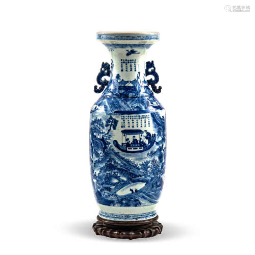 A Chinese blue and white ceramic vase  19th century 十九世紀...