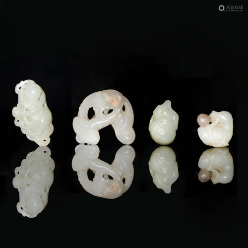 A group of four Chinese jade carvings  Ming/Qing dynasties 明...