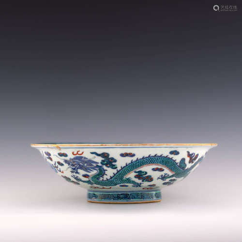 An Imperial Chinese doucai dragon bowl  Guangxu period 清道光...