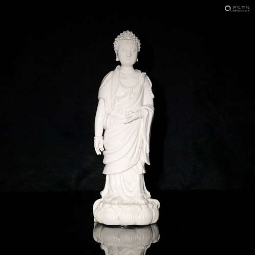 A Chinese blanc de chine statue of a standing Buddha  18th/1...