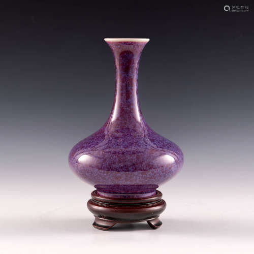 A Chinese flambe vase  19th century 十九世紀 窯變釉瓶（附原配...