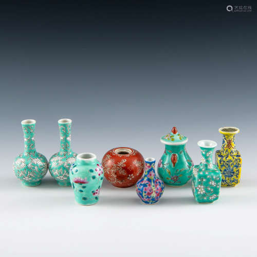 A collection of eight Chinese miniature vases  19th-early 20...