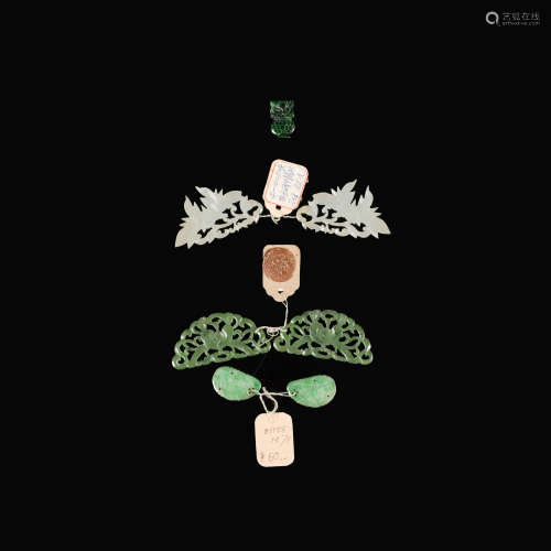 A group of seven Chinese jade and jadeite plaques  Qing dyna...