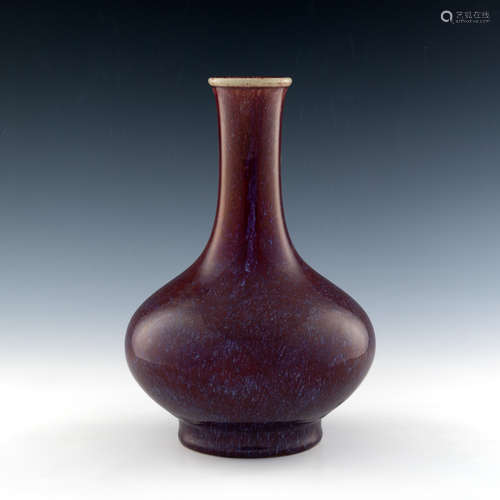 A Chinese flambe glazed bottle vase  18th century 十八世紀 窯...