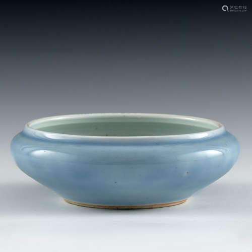 A Chinese clair de lune brush washer  19th century 十九世紀 ...