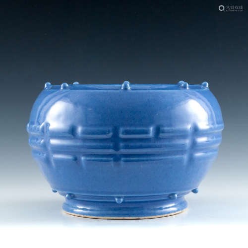 A Chinese blue-glazed censer featuring the eight trigrams  R...