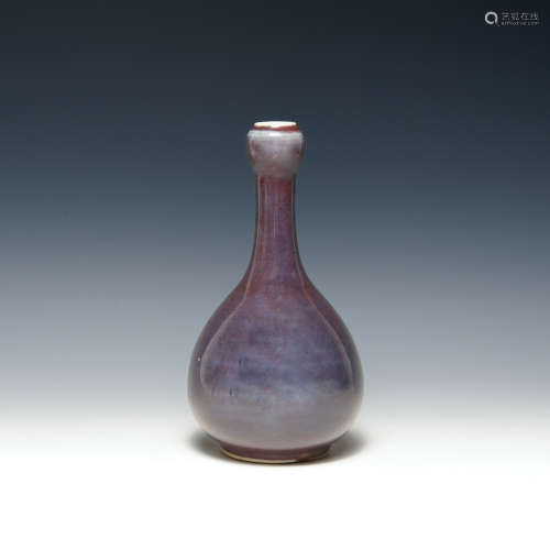A Chinese flambe glazed garlic-headed vase  19th century 十九...