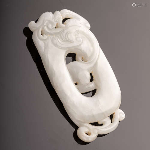 A Chinese white jade bi carved with a chilong  18th/19th cen...