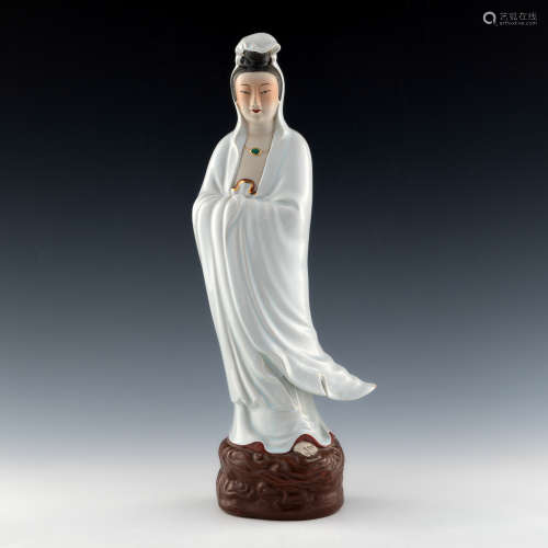 A Chinese blanc de chine statue of Luohan  Republic period 民...