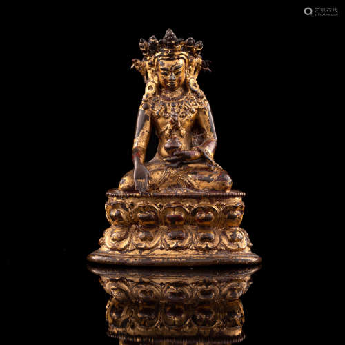 A Chinese gilt-bronze Amitayus Buddha  Ming dynasty 明代 銅鎏...