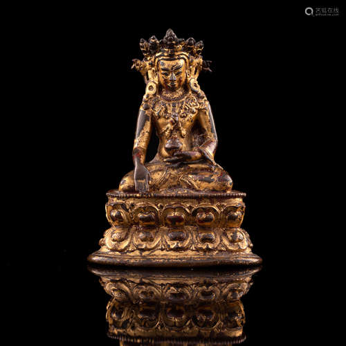 A Chinese gilt-bronze Amitayus Buddha  Ming dynasty 明代 銅鎏...