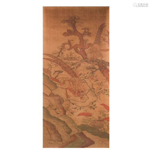 A Chinese kesi panel  17/18th century 十七/十八世紀 緙絲花鳥...