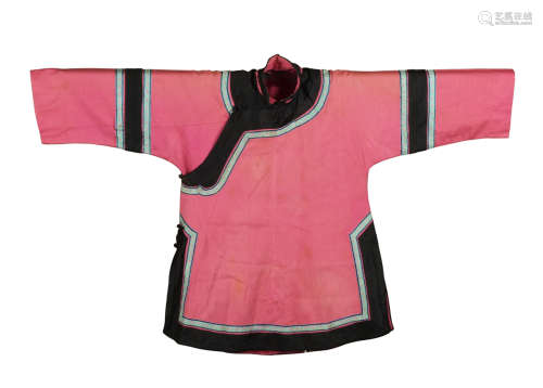 A Chinese pink ground child's robe  19th century十九世紀 粉地...