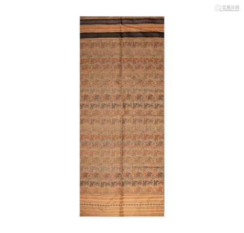 A Chinese brown ground silk panel decorated with boys  18th ...