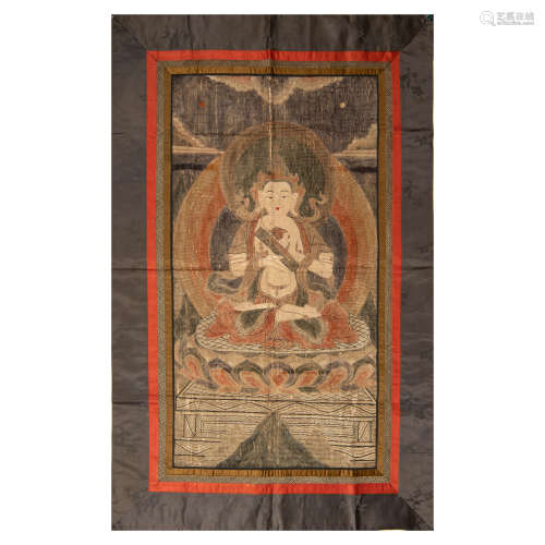 A fine and rare Chinese embroidered thangka  Ming dynasty明代...