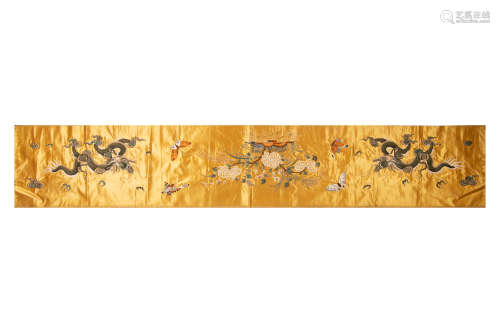 A Chinese yellow ground dragon cover  19th century十九世紀 明...