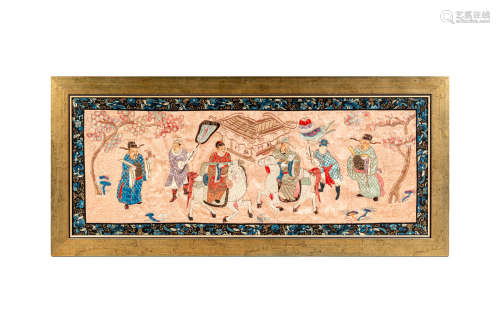 A Chinese embroidered panel  Late 19th century十九世紀晚 繡品...