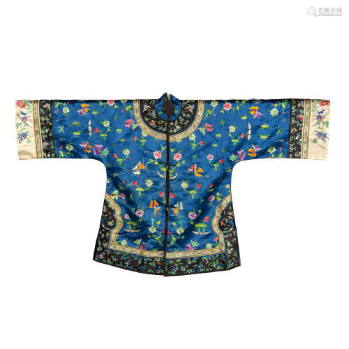 A Chinese blue ground lady's robe  19th century十九世紀 藍地...
