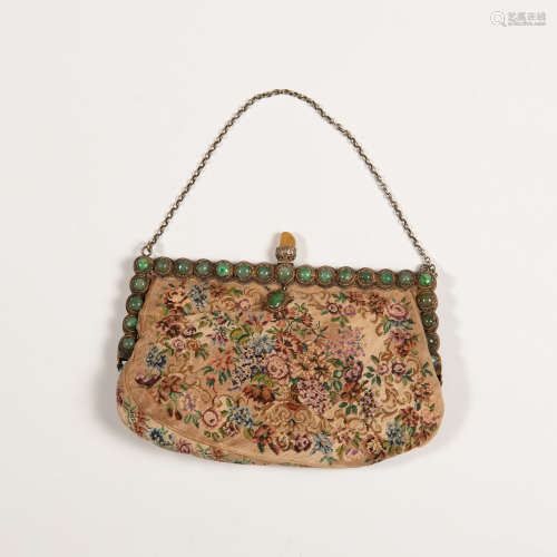 A Chinese inlaid purse  early 20th century二十世紀早 鑲玉及翡...