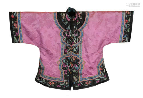 A Chinese pink ground lady's robe  19th century十九世紀 粉地...