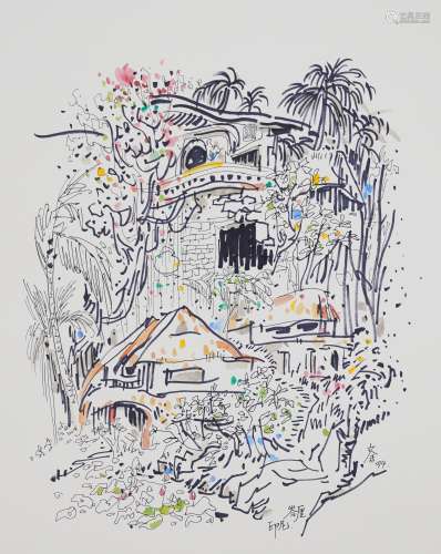 Ink with Watercolor on Paper by Wu Guanzhong