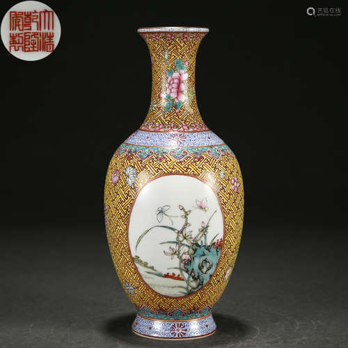 A Chinese Famille Rose Orchid Vase