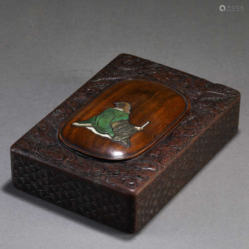 A Chinese Carved Ink-stone with Box