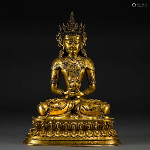 A Tibetan Bronze-gilt Amitayus