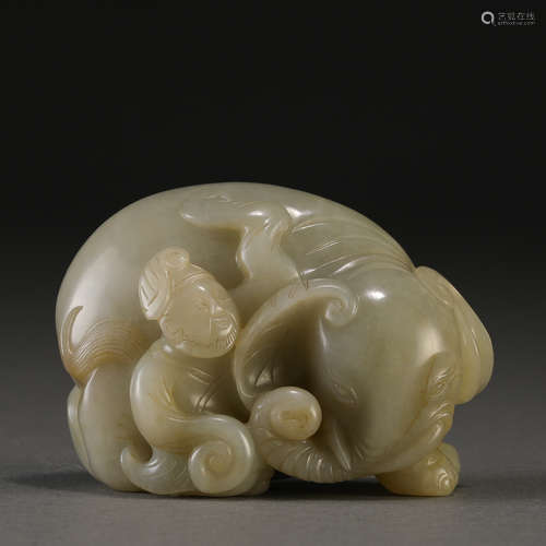 A Chinese Carved Jade Elephant