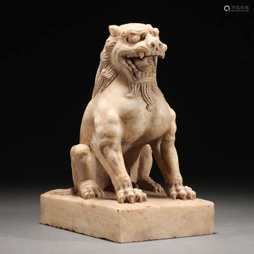 A Chinese Carved Marble Feline