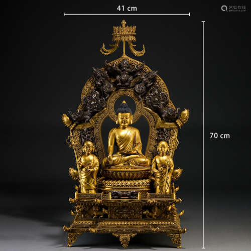 A Tibetan Bronze-gilt Figure of Shakyamuni