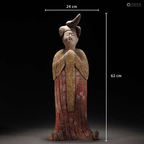 A Chinese Pottery Standing Lady