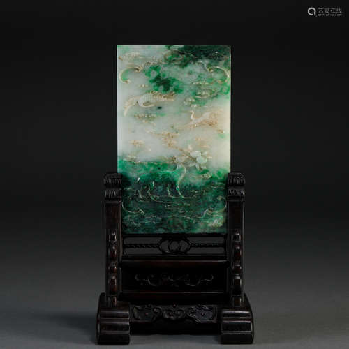 A Chinese Carved Jadeite Table Screen