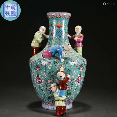 A Chinese Famille Rose Floral Vase