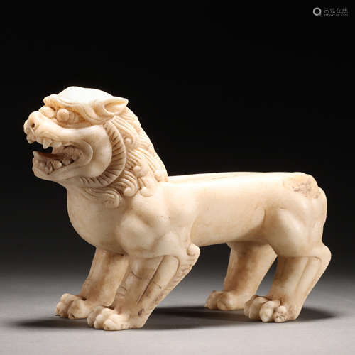 A Chinese Carved Marble Feline