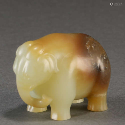 A Chinese Carved Jade Elephant