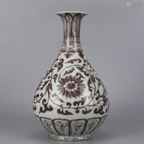 A Copper Red Chrysanthemum Vase Yuhuchunping Ming Dynasty