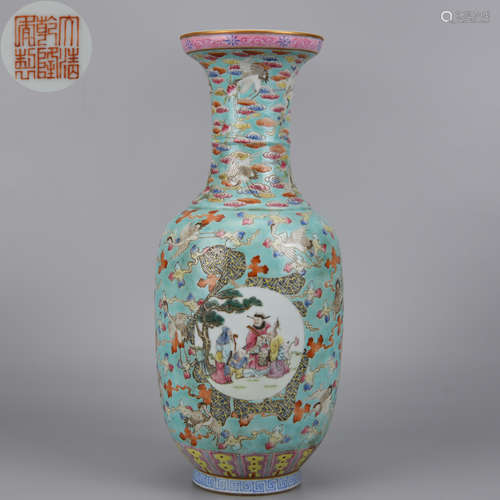 A Famille Rose Figural Story Vase Qing Dynasty