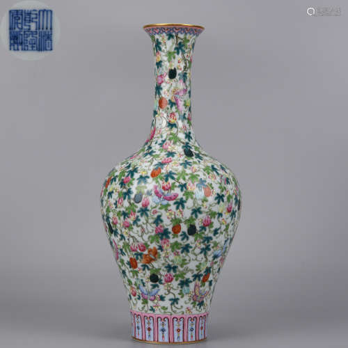 A Famille Rose Butterflies Vase Qing Dynasty