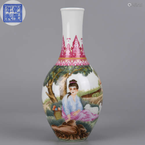 A Falangcai Figural Vase Qing Dynasty