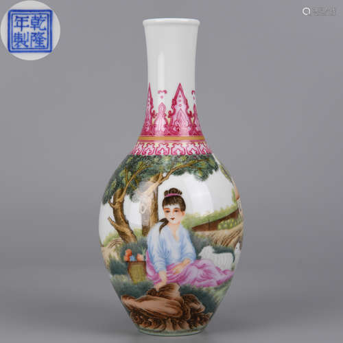 A Falangcai Figural Vase Qing Dynasty