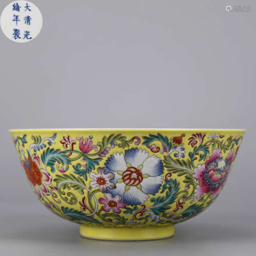 A Famille Rose Floral Bowl Qing Dynasty