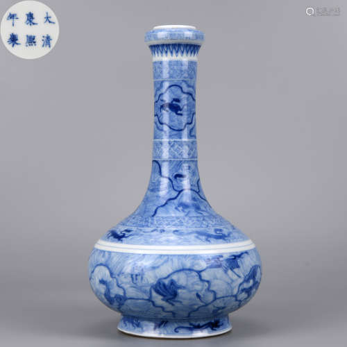 A Blue and White Beasts Vase Qing Dynasty
