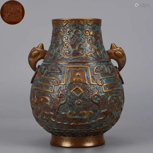 A Archaic Form Porcelain Zun Vase Qing Dynasty