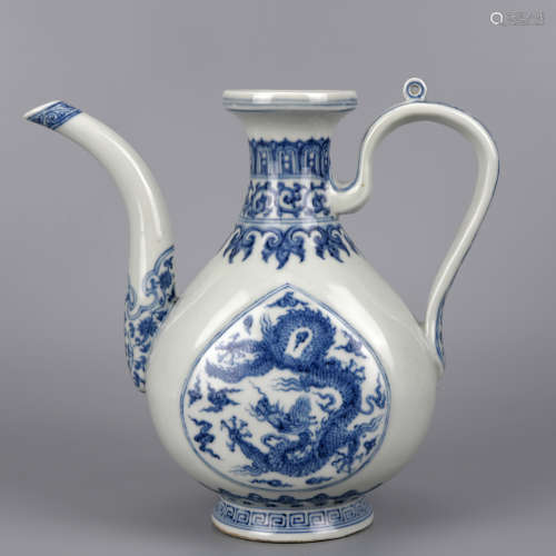 A Blue and White Dragon Ewer Ming Dynasty