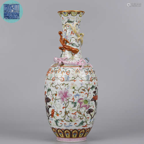 A Famille Rose Floral Vase Qing Dynasty