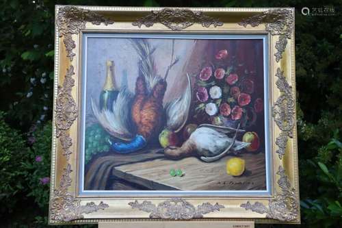 Ecole du XXème. K.L. VANMOURS. Nature morte.Signé en bas à d...