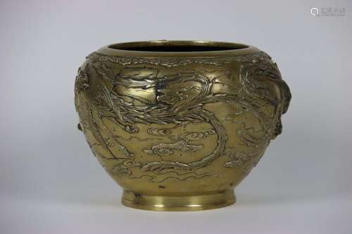 ASIE (CHINE) : Cache-pot en bronze à décor de Phoenix. Petit...