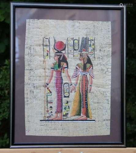 EGYPTE. Huile sur Papyrus. Signé en bas à gauche. Dimensions...