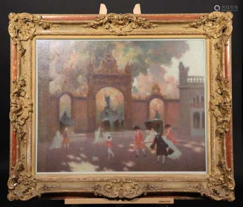 École du XXème siècle, La place Stanislas, huile sur toile. ...